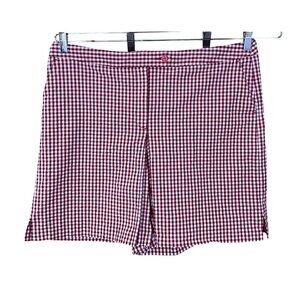 Liz Golf Audra Red & White Gingham Culotte Seersucker Shorts Slash Pockets 16